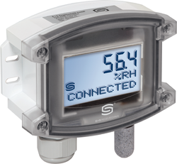 WIRELESS Aufputz- Feuchte- und Temperaturfühler HYGRASGARD AFTF-wModbus LCD, mit LCD-Anzeige, mit Kunststoff-Sinterfilter - S+S Regeltechnik