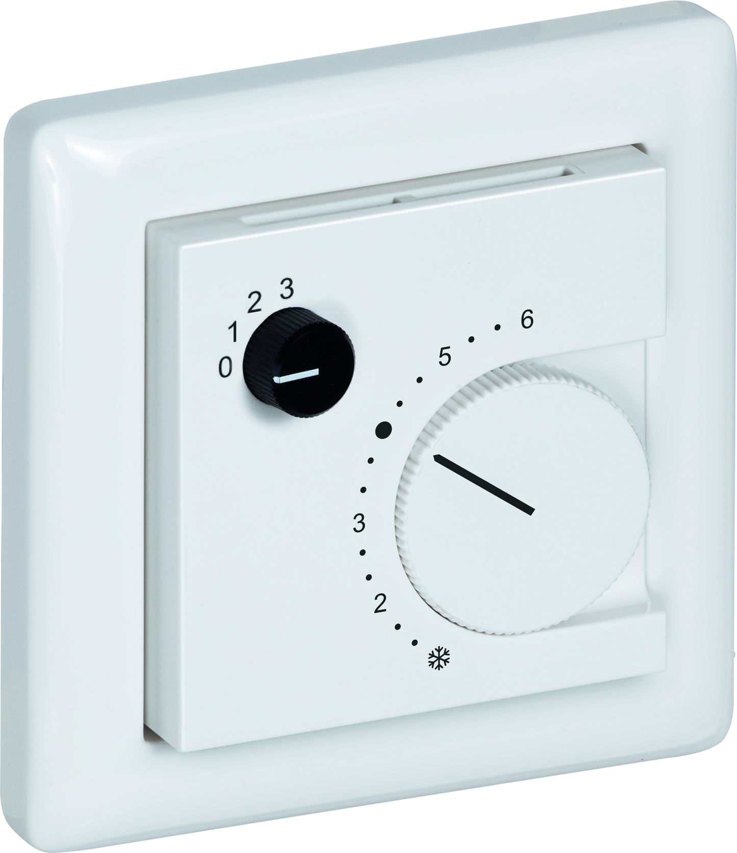 Raumtemperaturfühler mit Bedienelementen im Flächenschalterprogramm THERMASGARD FSTF NTC20K P D4 - S+S Regeltechnik