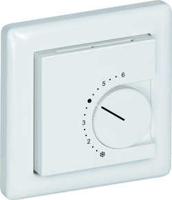Raumtemperaturfühler mit Bedienelementen im Flächenschalterprogramm THERMASGARD FSTF NTC20K P - S+S Regeltechnik