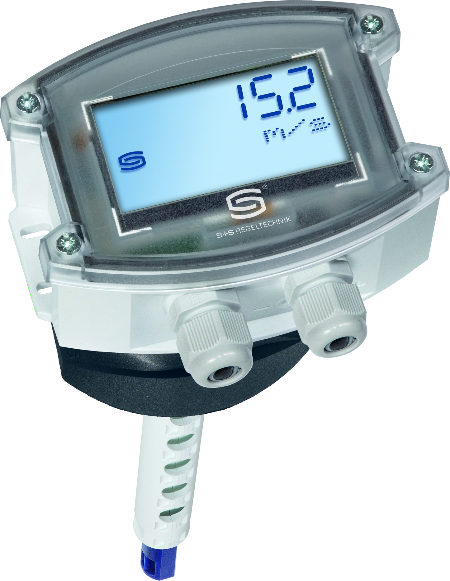 RHEASGARD KLGF-Modbus LCD, mit geöffneter Abdeckung - S+S Regeltechnik