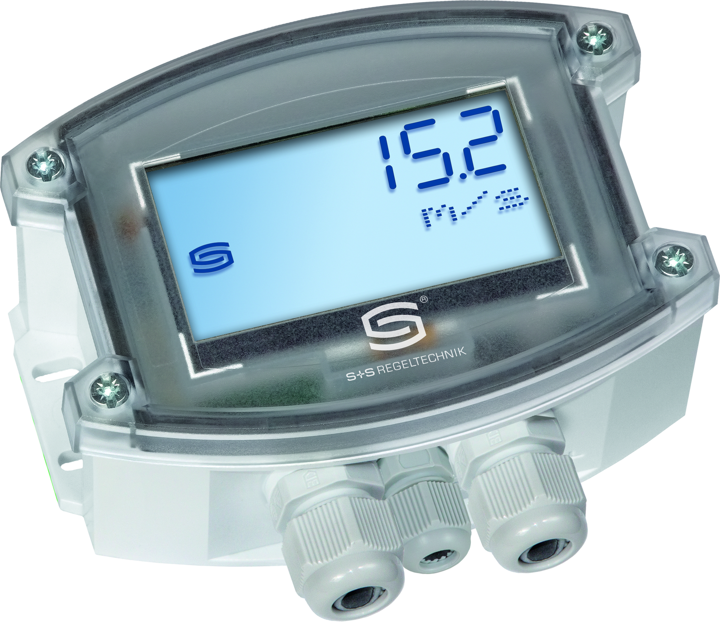 RHEASGARD PLGF-Modbus LCD, mit geöffneter Abdeckung - S+S Regeltechnik