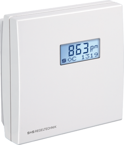 Raumfühler für Feuchte, Temperatur, Luftgüte und CO2 AERASGARD RFTM-CO2-W LCD, mit LCD-Anzeige, mit Metall-Sinterfilter - S+S Regeltechnik