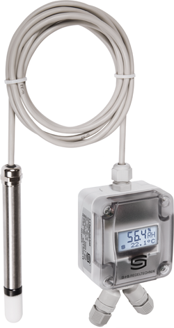 Raumpendel-Feuchte- und Temperaturfühler HYGRASGARD RPFTF-Modbus LCD, mit LCD-Anzeige, mit Kunststoff-Sinterfilter - S+S Regeltechnik
