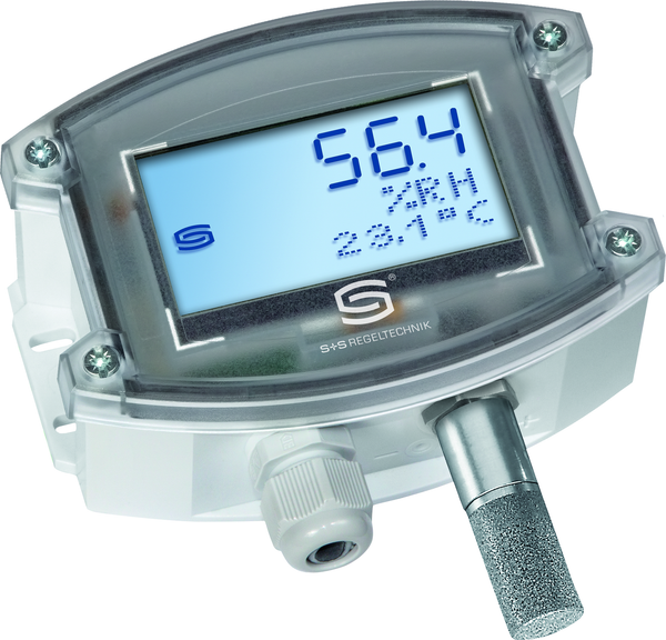 HYGRASGARD AFF-I LCD, mit geöffneter Abdeckung, mit Metall-Sinterfilter - S+S Regeltechnik