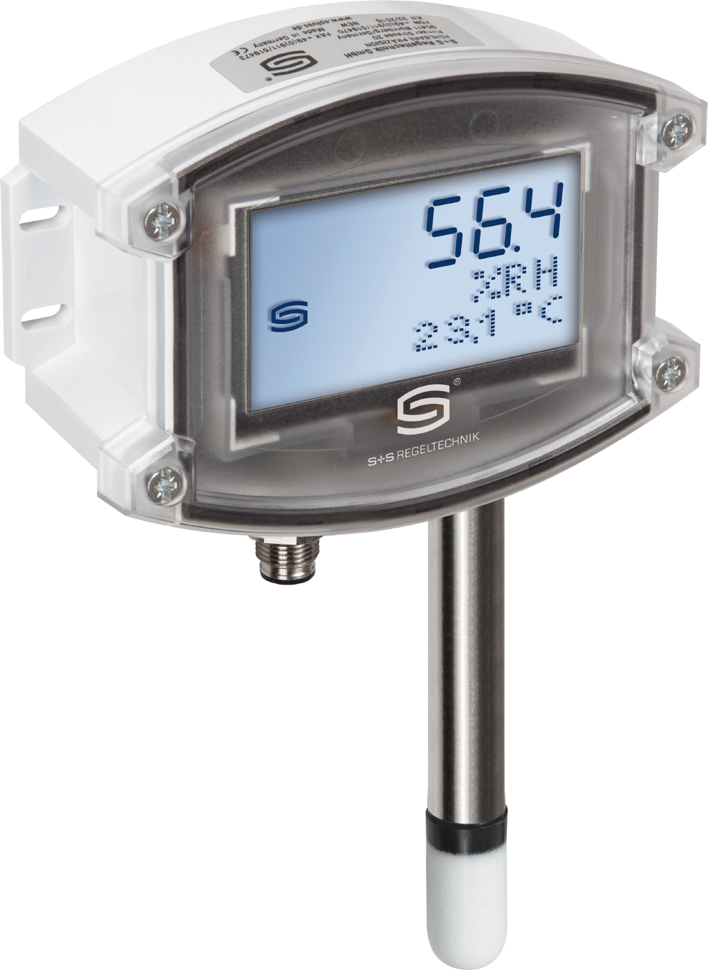 Aufputzfeuchte- und Temperaturfühler HYGRASGARD AFTF-20-I Q LCD, mit LCD-Anzeige, mit Kunststoff-Sinterfilter - S+S Regeltechnik