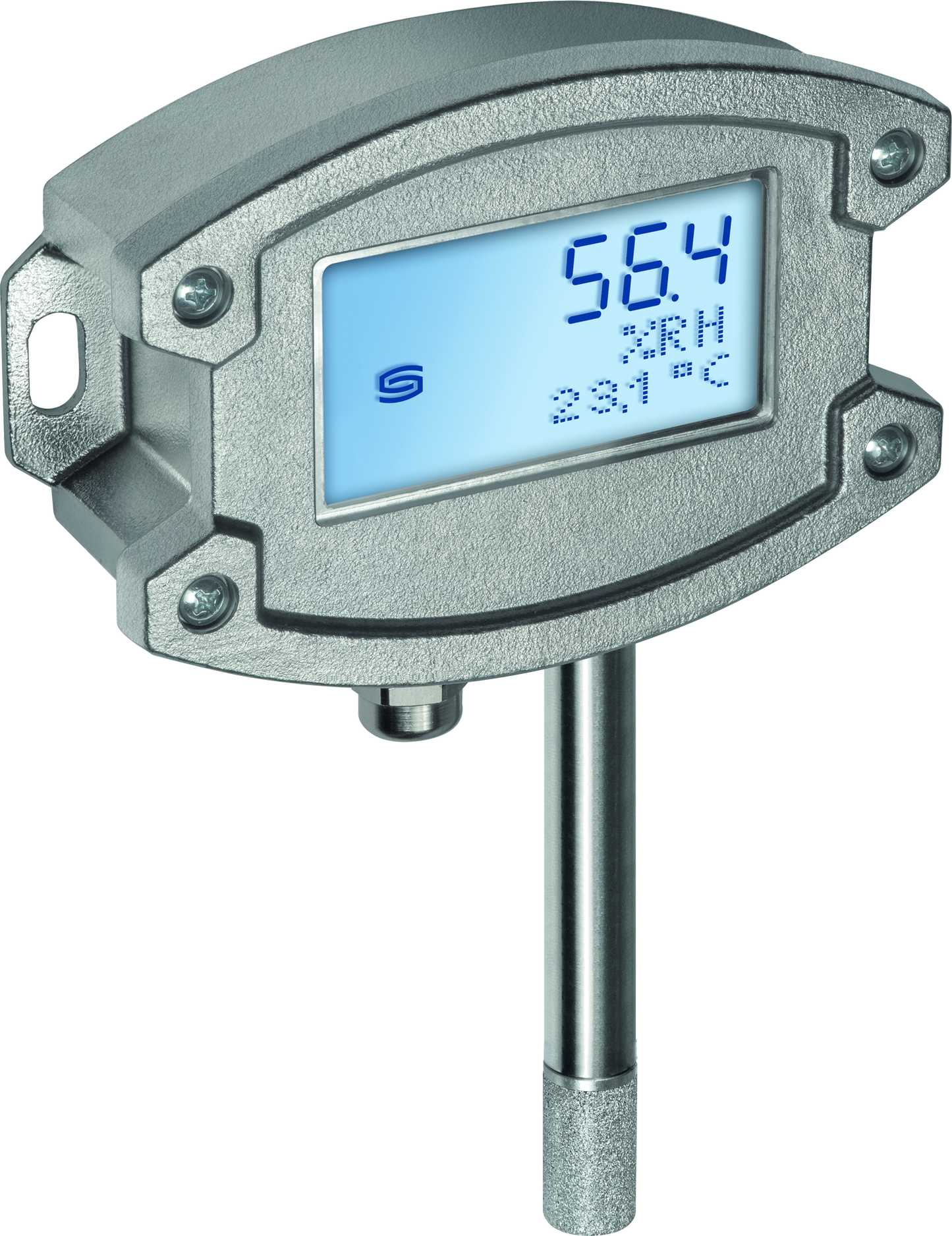 Aufputzfeuchtefühler / Außenfeuchtefühler HYGRASGARD AFTF-20-I VA LCD, mit LCD-Anzeige, mit Metall-Sinterfilter - S+S Regeltechnik