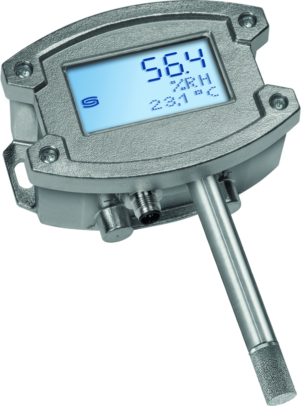 HYGRASGARD AFTF-20-U VAQ LCD, mit geöffneter Abdeckung, mit Metall-Sinterfilter - S+S Regeltechnik
