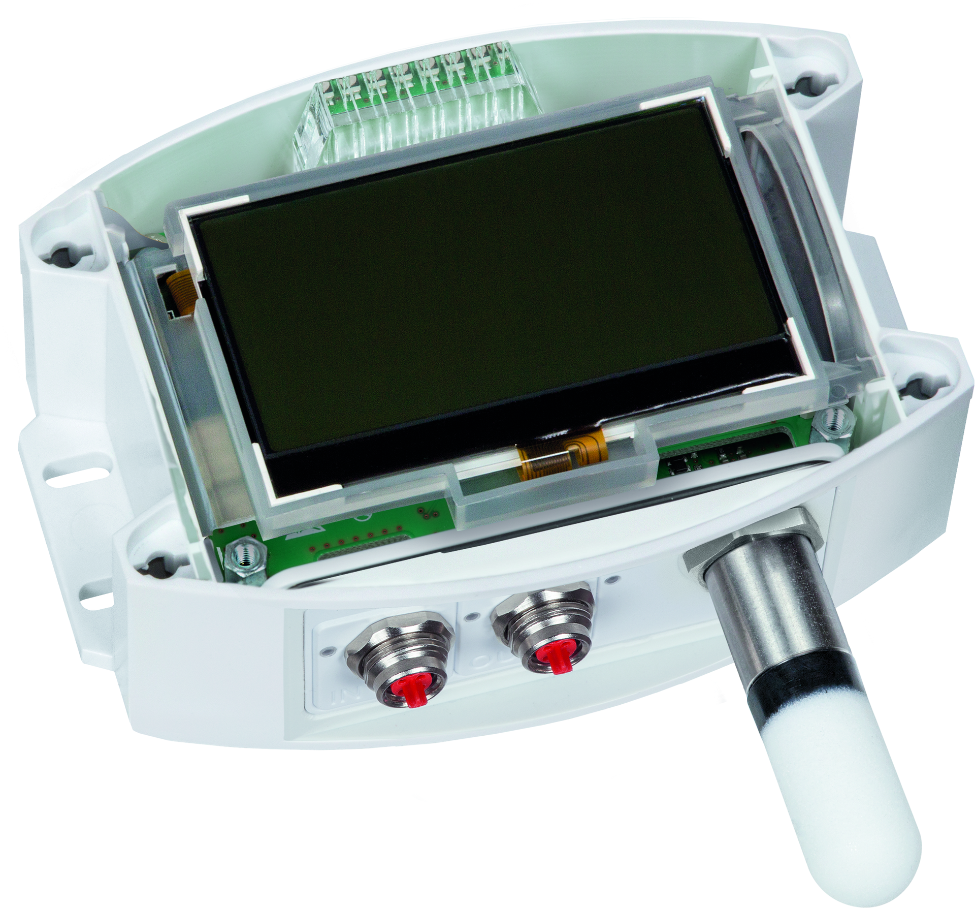 HYGRASGARD AFTF-ECATP LCD, mit LCD-Anzeige, mit Kunststoff-Sinterfilter - S+S Regeltechnik