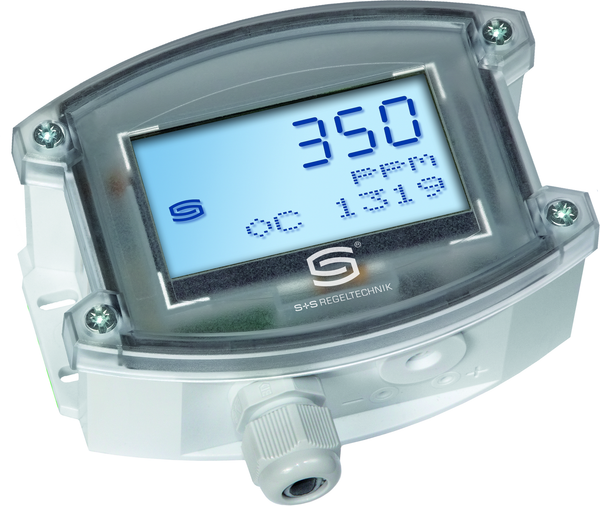 AERASGARD ALQ-CO2-W LCD, mit geöffneter Abdeckung, mit Metall-Sinterfilter - S+S Regeltechnik