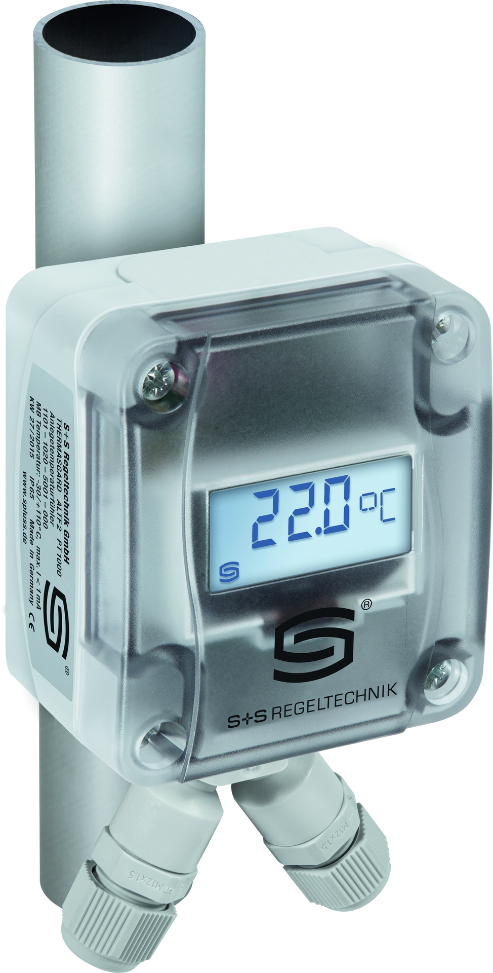 Anlegetemperaturfühler THERMASGARD ALTM1-Modbus LCD, mit LCD-Anzeige - S+S Regeltechnik