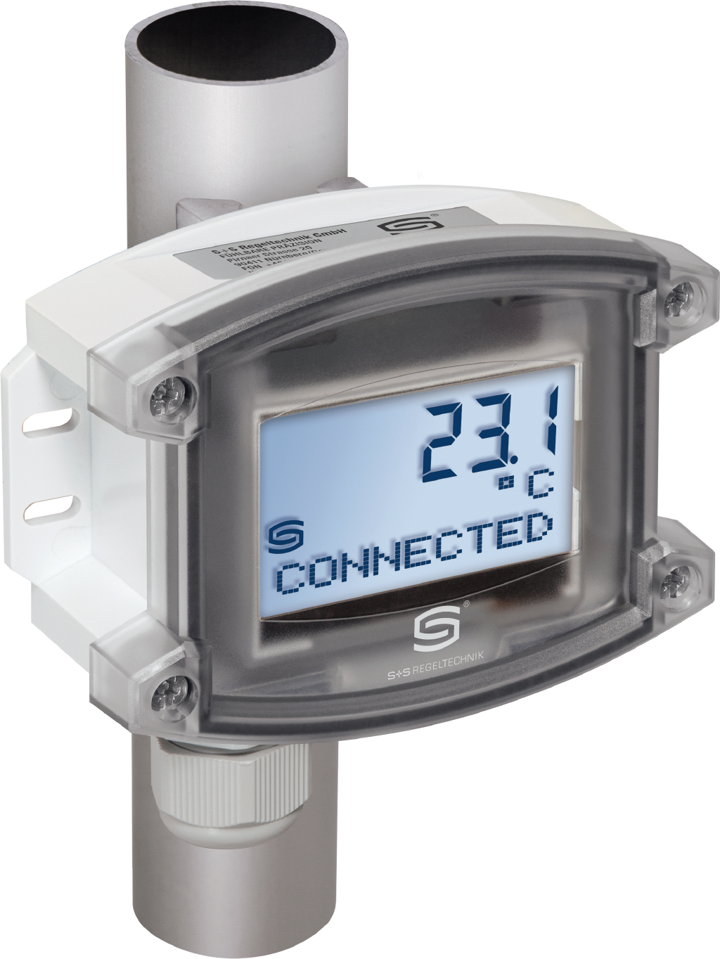 WIRELESS Anlegetemperatur / Rohranlegemessumformer THERMASGARD ALTM1-wModbus LCD, mit LCD-Anzeige - S+S Regeltechnik