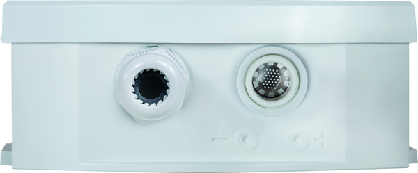 AERASGARD AO2-U, Anschlussseite des Geräts, mit Sinterfilter - S+S Regeltechnik