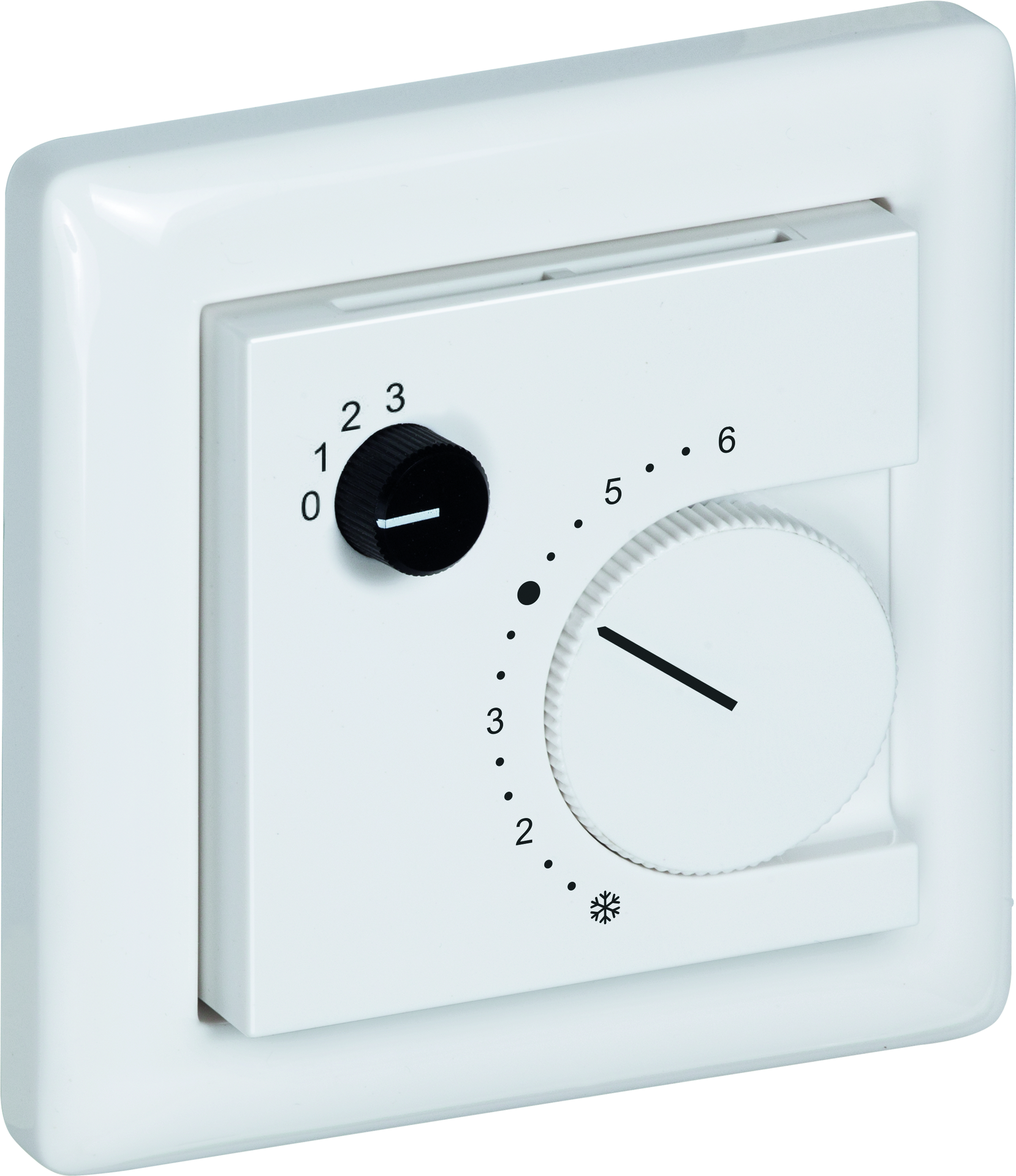 Raumtemperaturfühler mit Bedienelementen im Flächenschalterprogramm THERMASGARD FSTF NTC20K P D4 - S+S Regeltechnik