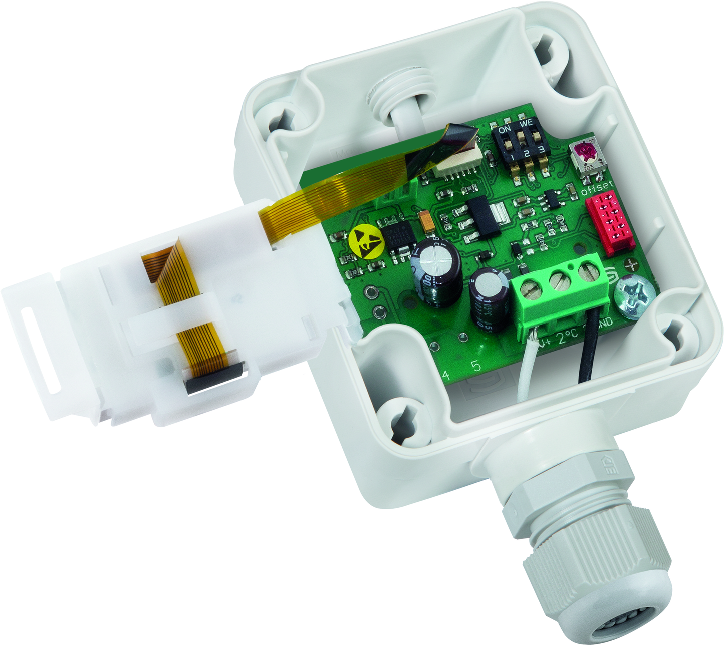 THERMASGARD RPTM1-U LCD, mit geöffneter Abdeckung und LCD-Anzeige - S+S Regeltechnik