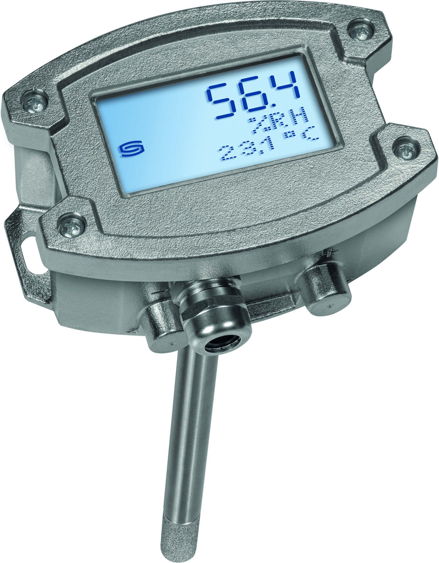 HYGRASGARD KFTF-20-U VA LCD, mit geöffneter Abdeckung, mit Metall-Sinterfilter - S+S Regeltechnik