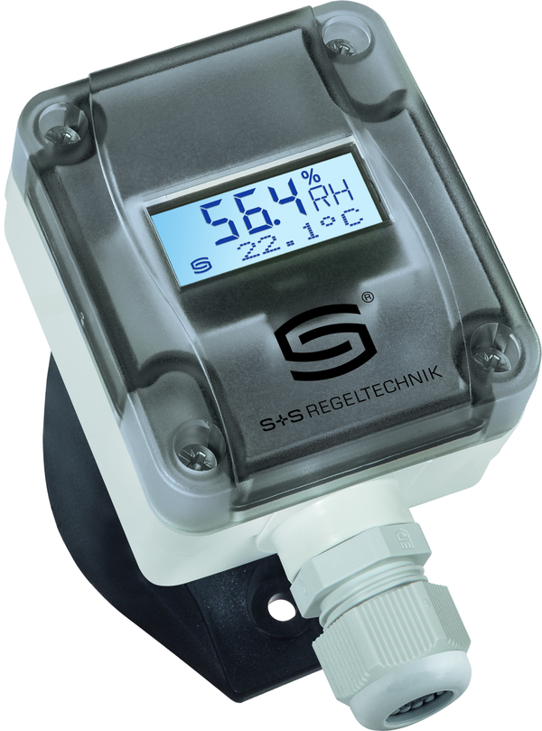 HYGRASGARD KFTF-U LM235Z LCD, mit geöffneter Abdeckung, mit Metall-Sinterfilter - S+S Regeltechnik