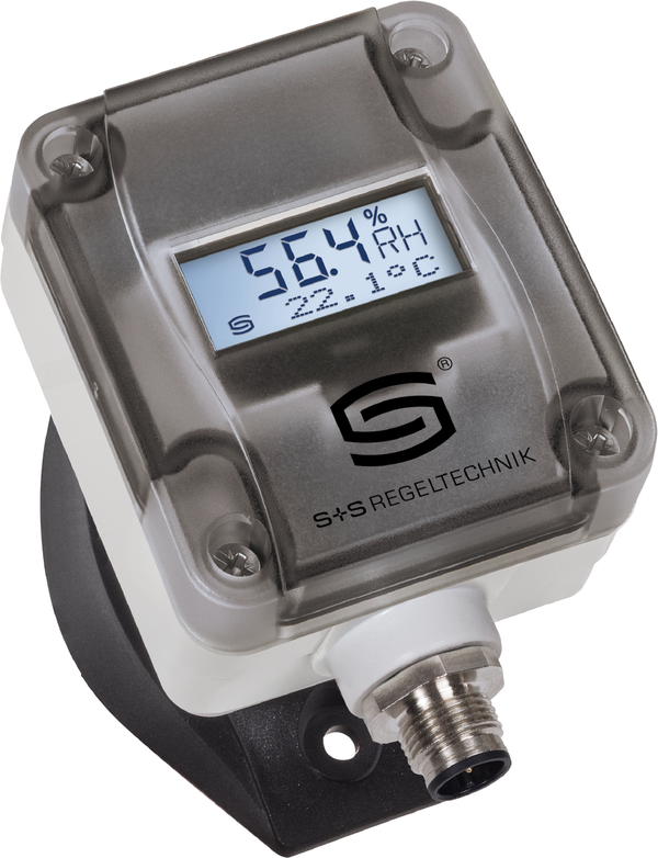 Kanalfeuchte- und Temperaturfühler HYGRASGARD KFTF-20-I Q LCD, mit geöffneter Abdeckung, mit Metall-Sinterfilter - S+S Regeltechnik