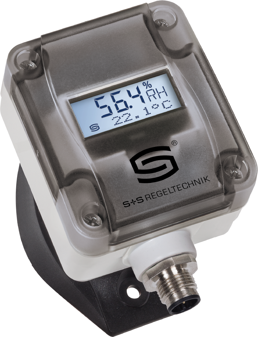 Kanalfeuchte- und Temperaturfühler HYGRASGARD KFTF-20-I Q LCD, mit geöffneter Abdeckung, mit Metall-Sinterfilter - S+S Regeltechnik