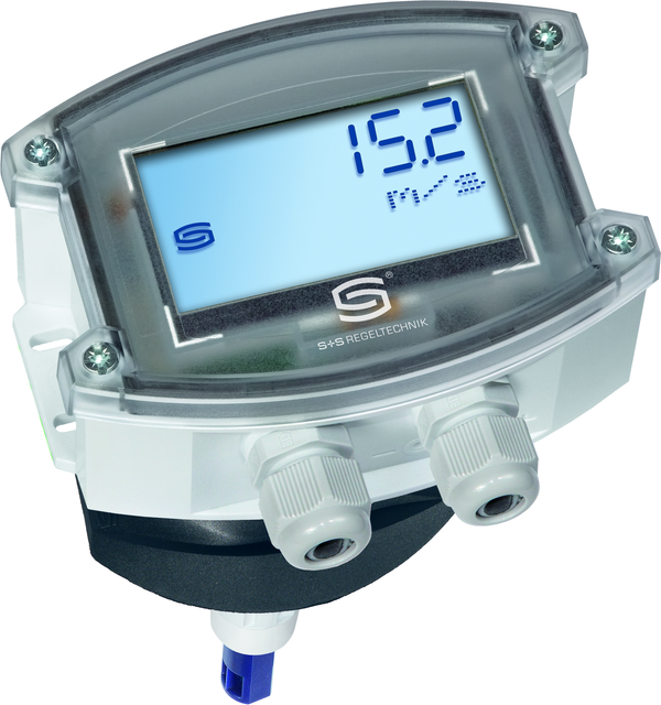 RHEASGARD KLGF-Modbus LCD 120mm, mit geöffneter Abdeckung - S+S Regeltechnik