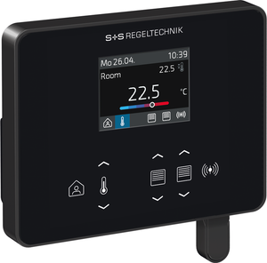 WIRELESS Raumregler in perspektivischer Gesamtansicht mit Display