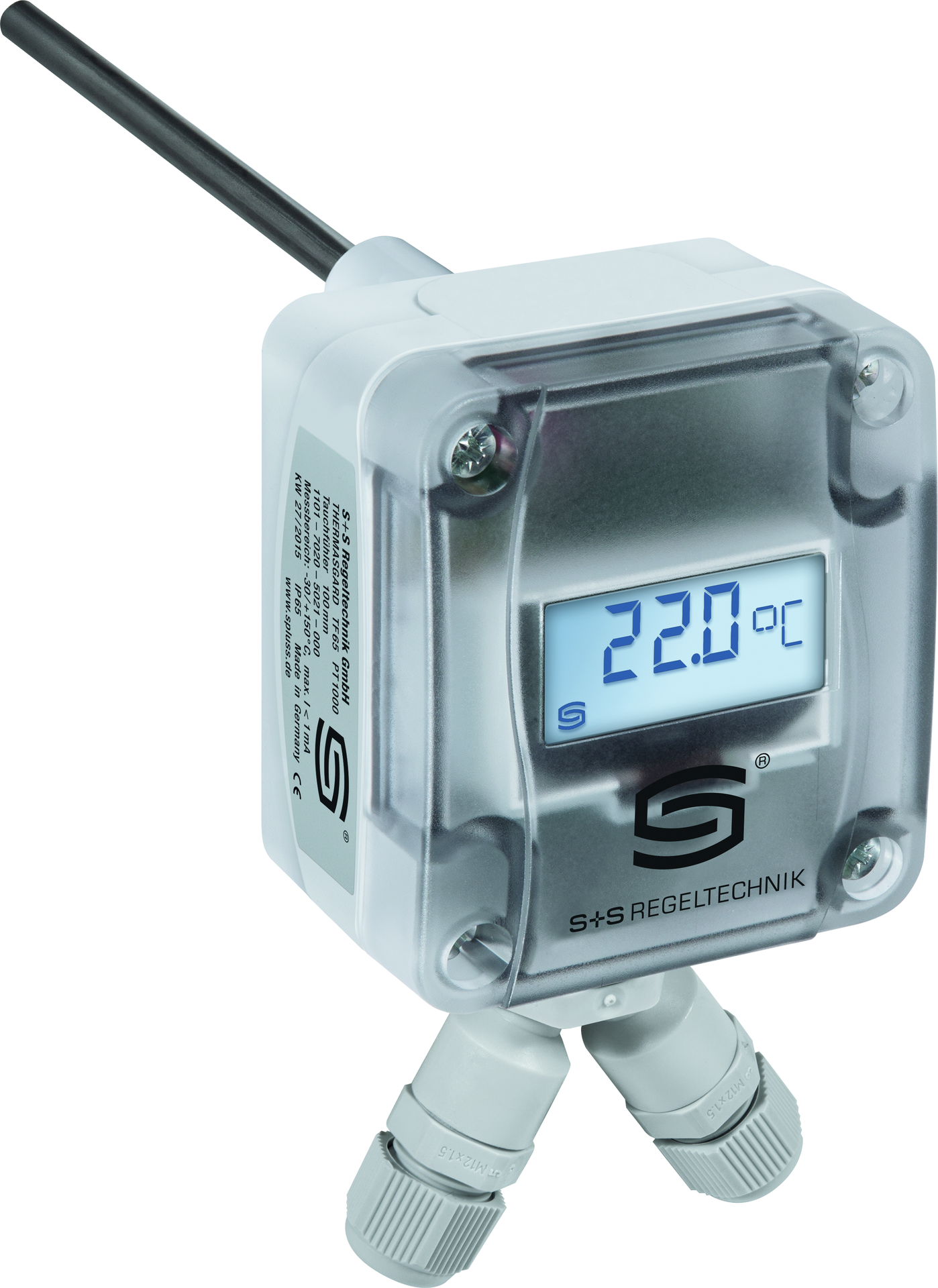 Tauchtemperaturmessumformer THERMASGARD TM65-Modbus 300mm LCD, mit LCD-Anzeige - S+S Regeltechnik