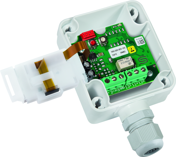 HYGRASREG TW-W-extern LCD, mit geöffneter Abdeckung und LCD-Anzeige - S+S Regeltechnik