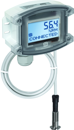 WIRELESS Vitrinen-Feuchte- und Temperaturfühler HYGRASGARD VFTF-wModbus LCD, mit LCD-Anzeige, mit Metall-Sinterfilter - S+S Regeltechnik
